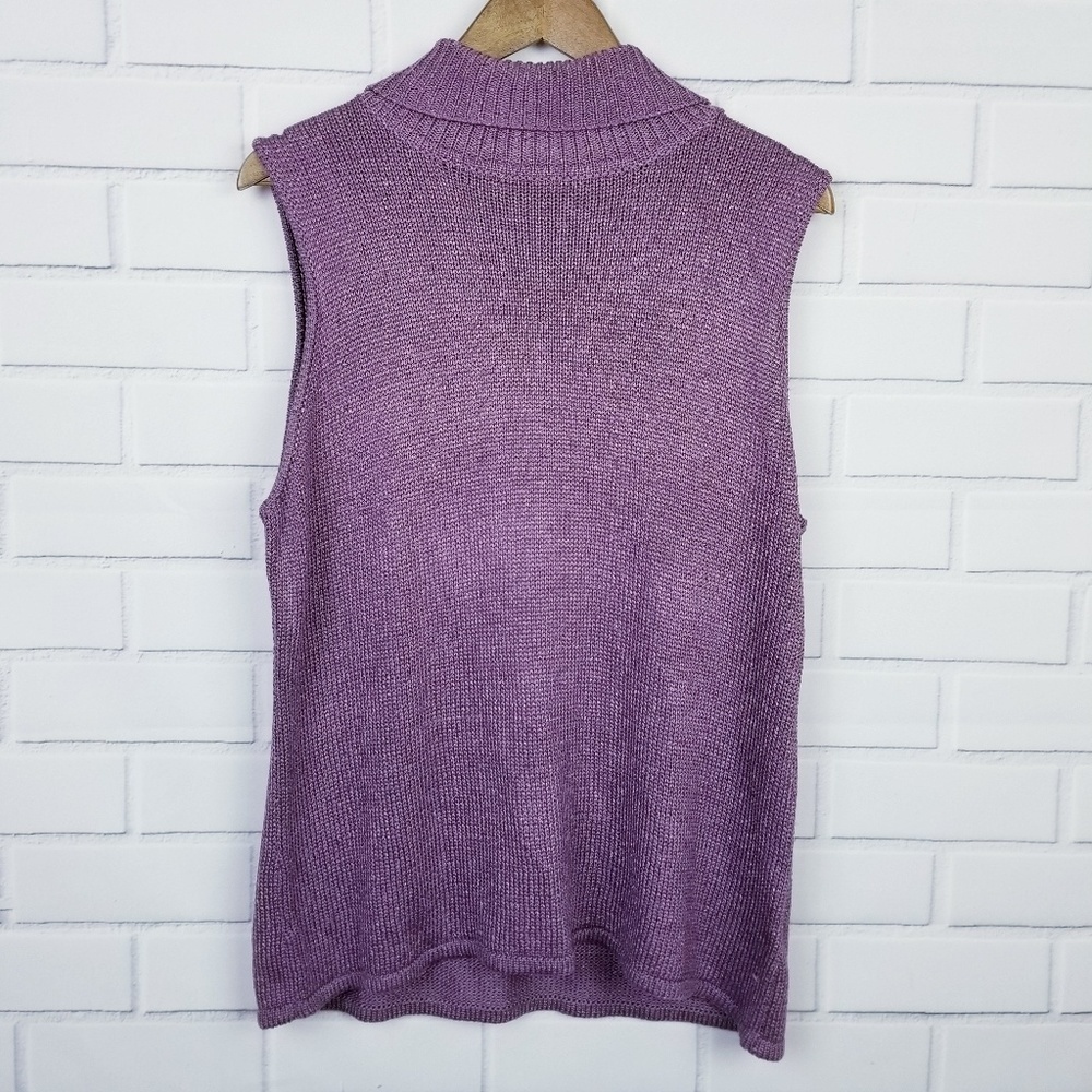 Chadwicks Mock Neck‎ Knit Purple Tank Top PXL